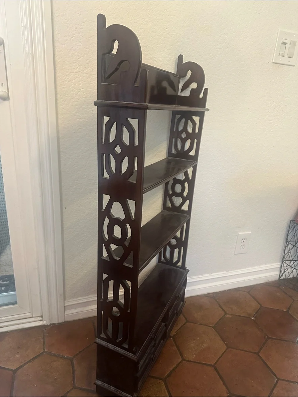 Chippendale cherry 4 drawer 4 tier freestanding or wall hang shelves